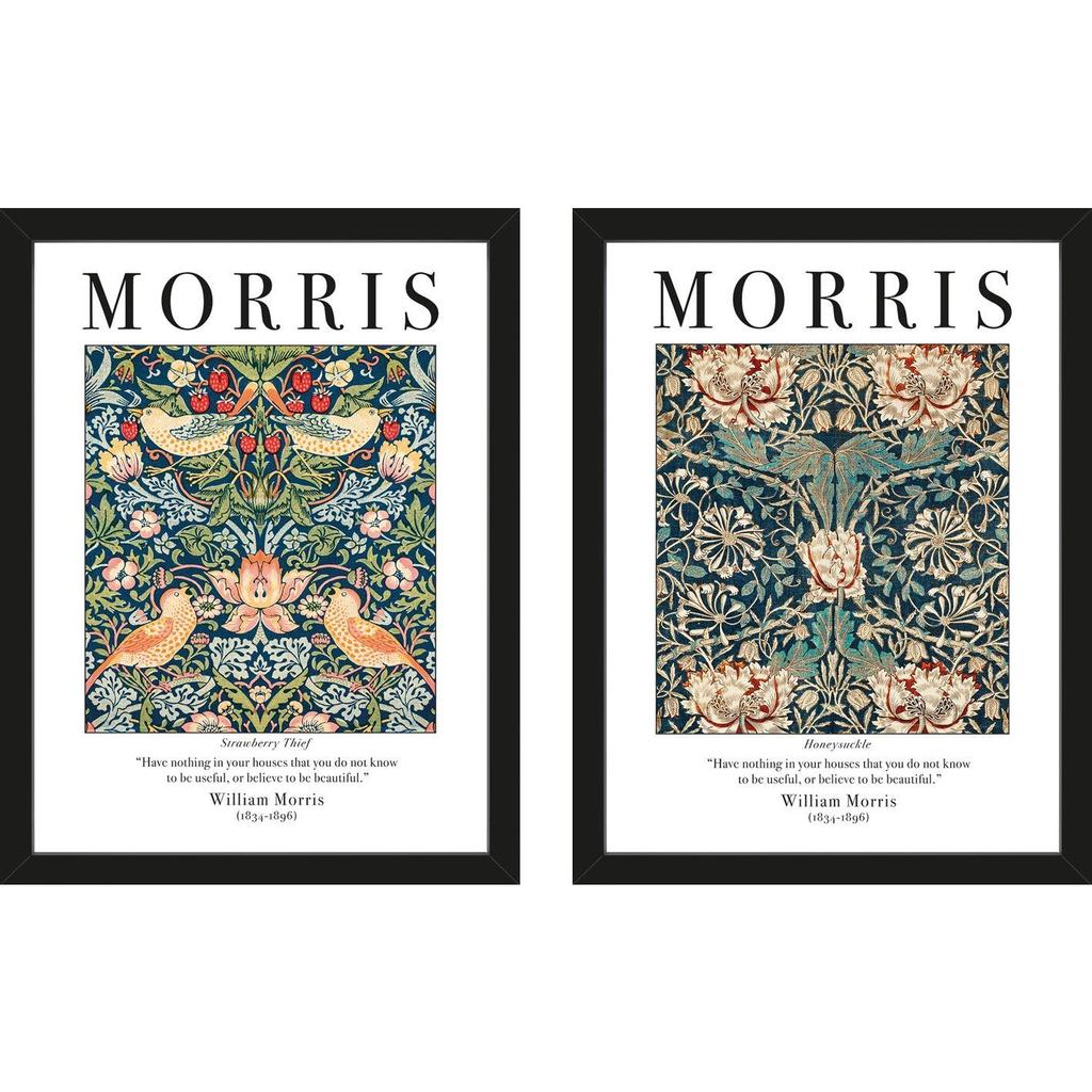 William Morris Strawberry Thief Honeysuckle Framed Print Set  (Pack of 2)