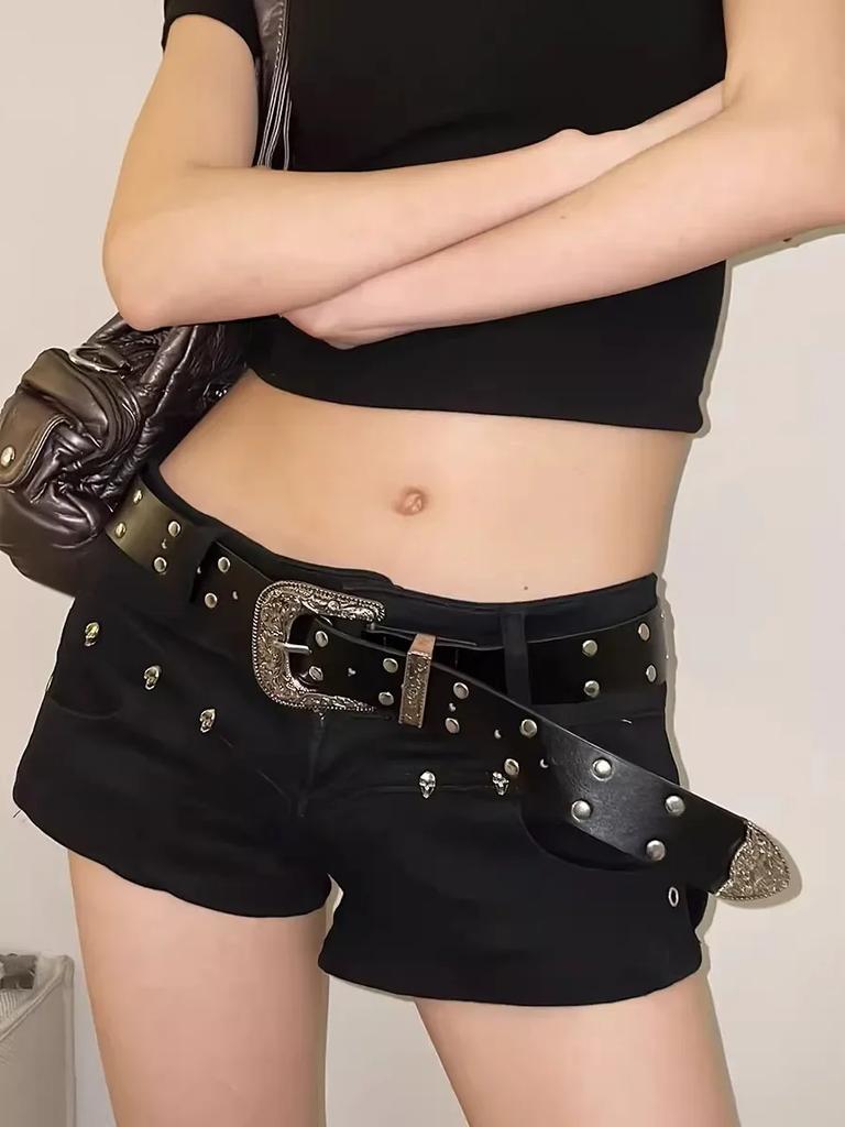 2026 New Black Fashion Retro Rivet Belt Women's Fashion Personality High-End with Jeans Belt Trend Style Women Belt