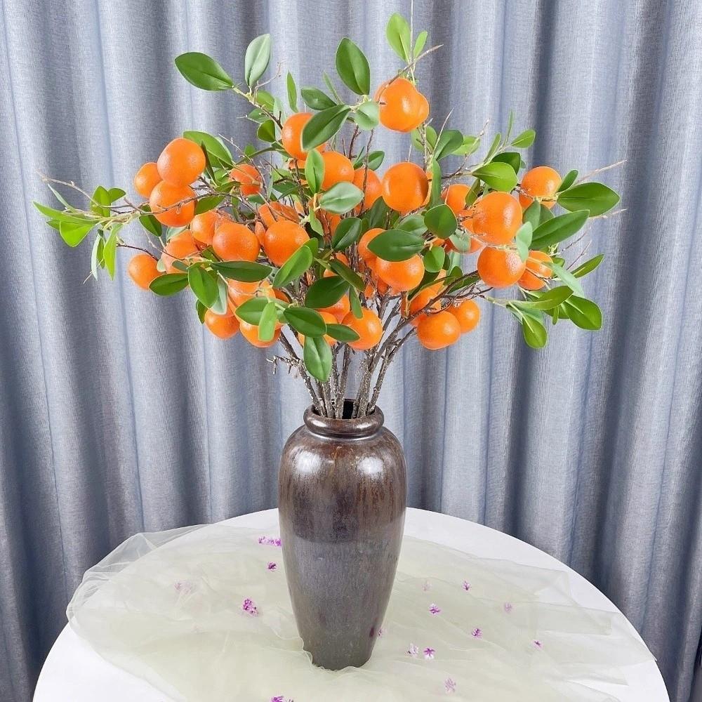 Green Leaves Artificial Orange Fruit Faux Orange Fake Plants For Home Garden Decor