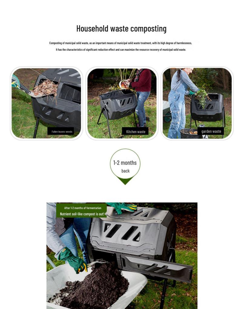 300L Garden Leaf Compost Bin for Organic Fertilizer & Kitchen Waste