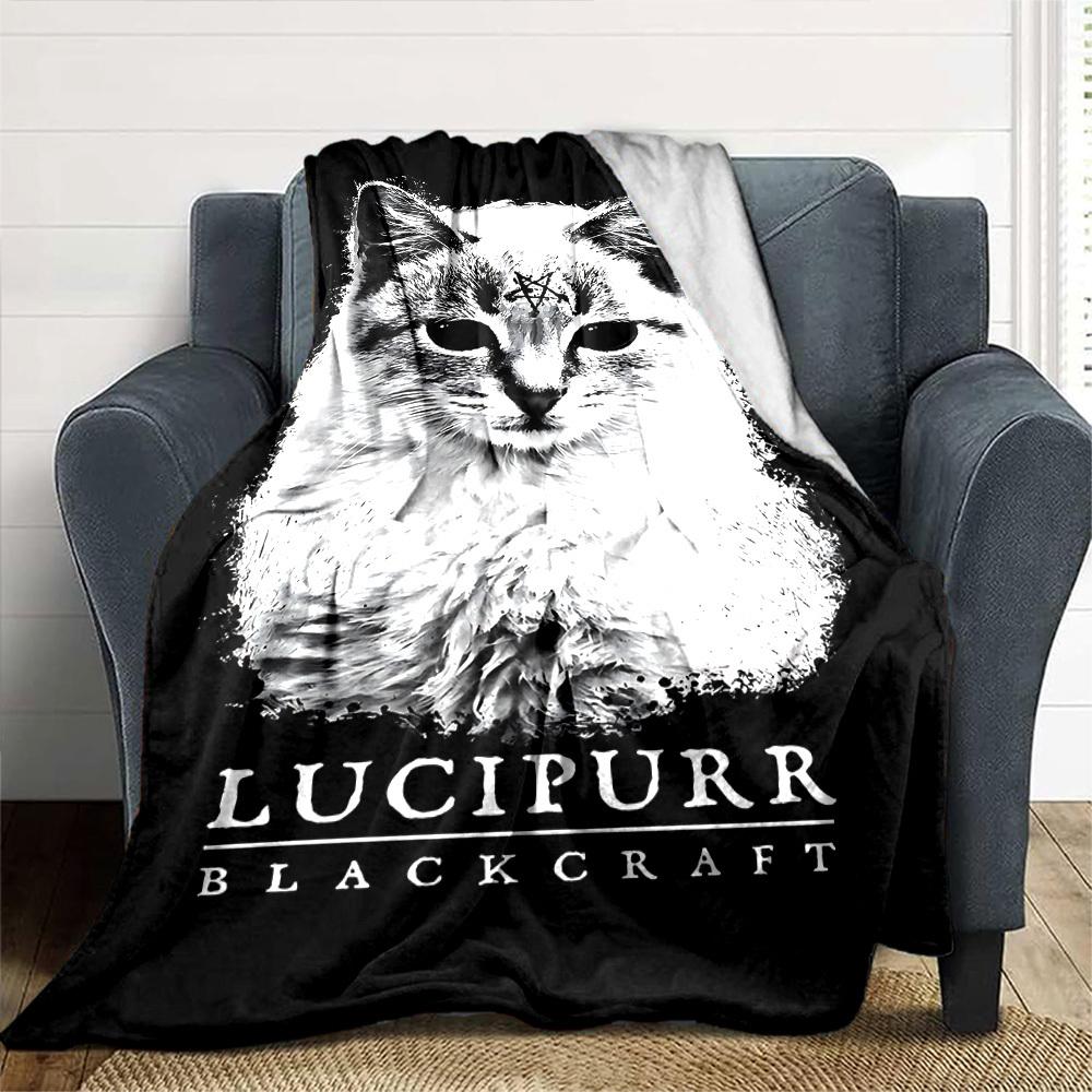 1pc Lucipurr Blackcraft Soft Warm Throw for Home, Office, Trave, All-Season Cozy Bedding Gift, Office Cozy Accessory 1036