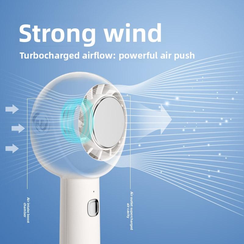 Cross-border New High-speed Handheld Small Plastic Fan Turbo Fan Portable USB Charging Brushless Motor Ice Cooling Neck-Hanging