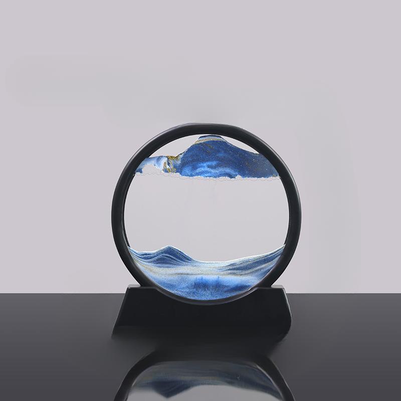 Round Quicksand Painting 3d 3-dimensional Dynamic Hourglass Home Decoration Gift Idea Men Women Gift Idea Living Room Tabletop Decoration