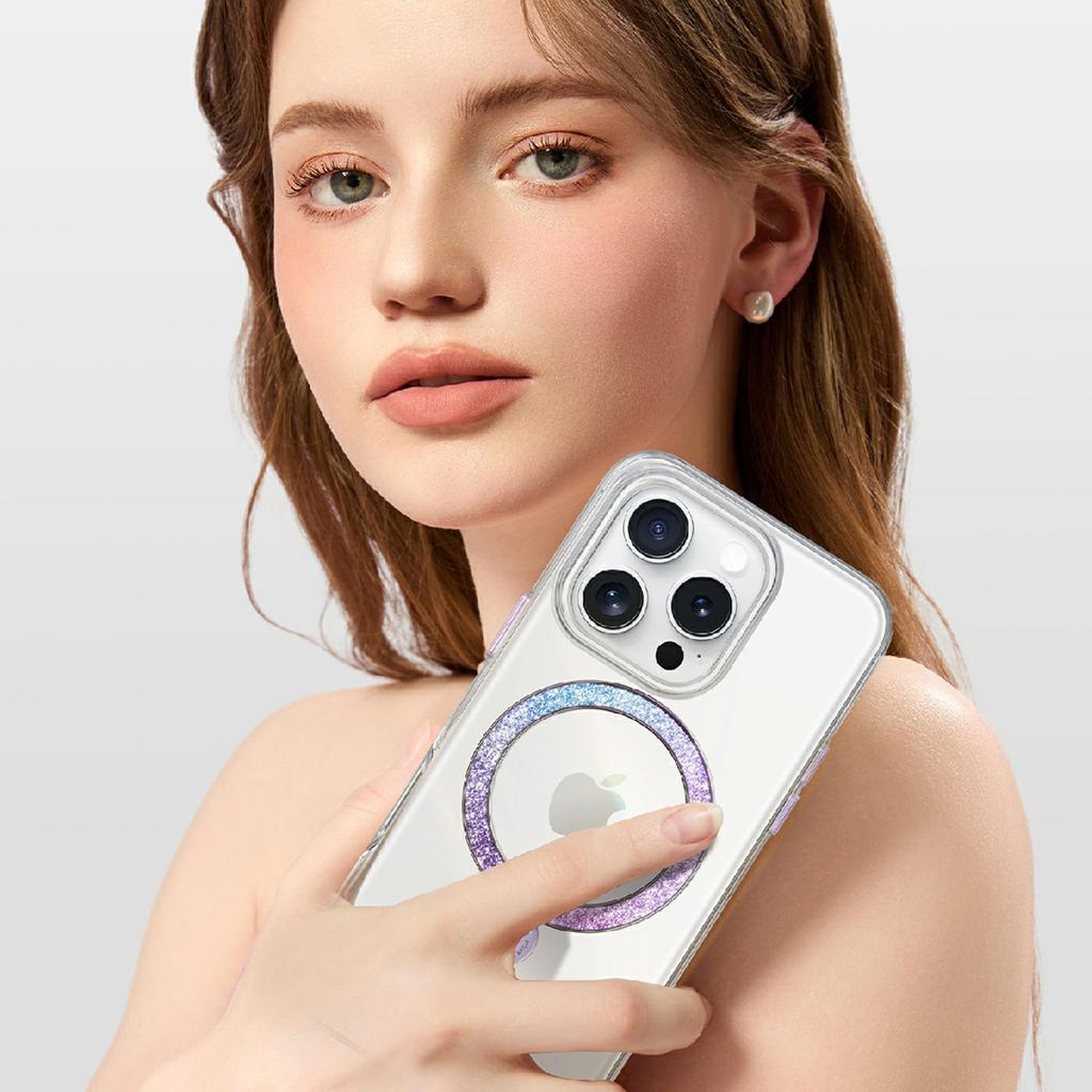 PYNANA PN-16G2 For iPhone 16 Pro Clear Case Kickstand TPU+PC Phone Cover Compatible with MagSafe