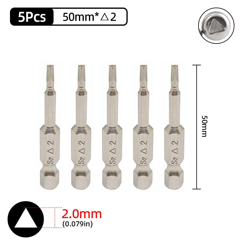 Triangle Head Screwdriver Bit Set Magnetic 1/4" Hex S2 Steel Security Triangular Screw Driver Bits Ratchet Wrench Hand Tools