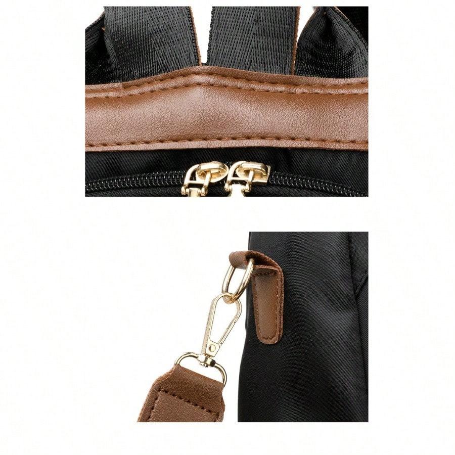 Large Capacity Solid Color Backpack Korean Version Fashionable Waterproof Nylon Bag Women's Bag