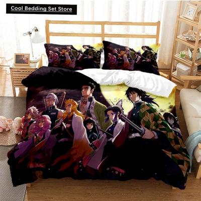 Heißer Anime Demon Slayer Bettwäsche-Set Japanische Cartoon Bettwäsche 200x220 Teenager Mädchen Twin Einzel Queen King Full Bettbezug-Sets
