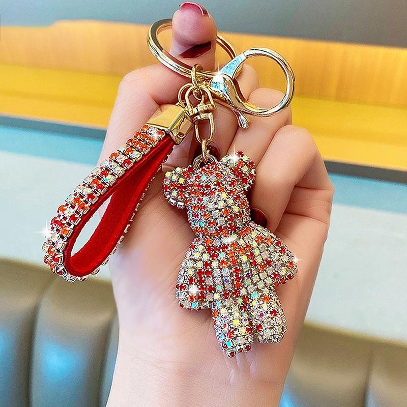 1 Τμχ Κρεμαστό Τσάντας Εξατομικευμένο Και Δημιουργικό Μπουτίκ 5εκ. Χαριτωμένο Μπρελόκ Αρκουδάκι Ένθετο Με Τεχνητή Πέτρα Κλειδοθήκη Αυτοκινήτου