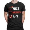 Herren Schön Unartig 67 Liste 6-7 Meme Lustige Weihnachten T-Shirts Baumwollkleidung Neuheit Kurzarm Rundhals T-Shirts T-Shirts