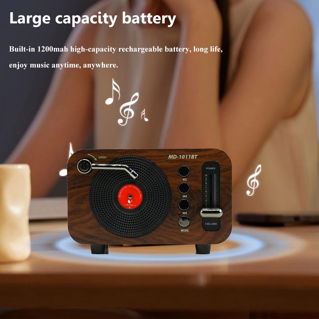 Classic Vintage Bluetooth Speaker Portable Wood Grain Soundbar Subwoofer Wireless Retro Music Player Support TF Card USB AUX FM