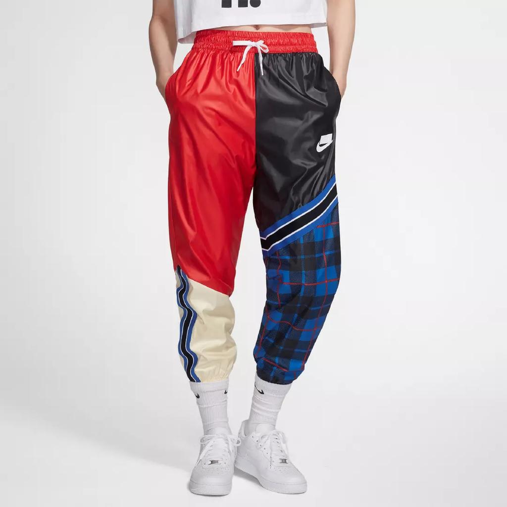 Nike Pantalones Deportivos de Punto Vintage con Cordón y Puño Color Block con Logo para Mujer Rojo CI7918-010