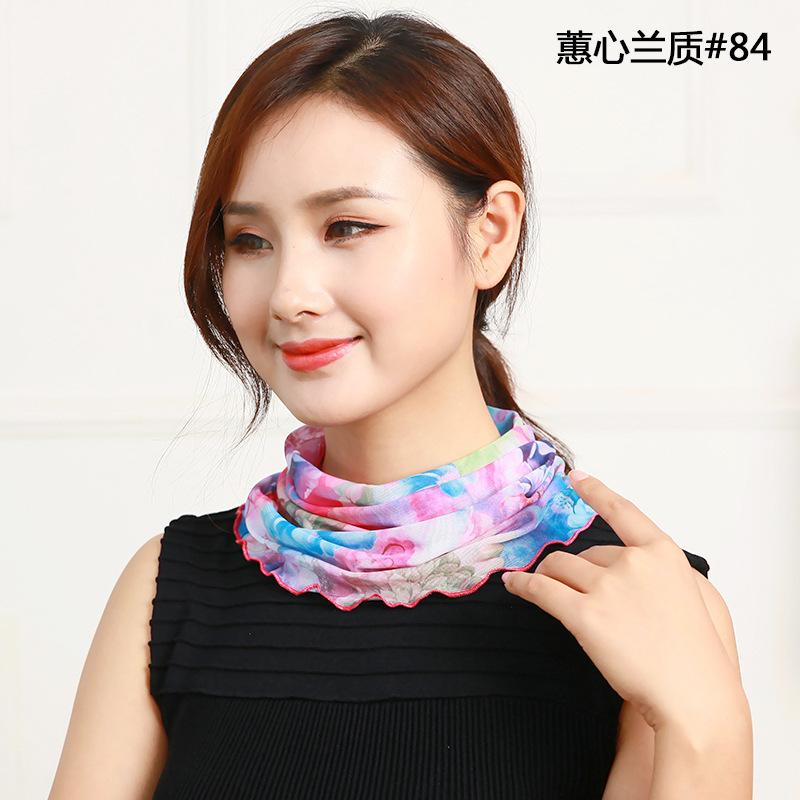Eșarfă mică de mătase Pulover de primăvară și de vară, eșarfă cu guler fals, husă pentru gât pătrat din plasă pentru femei, eșarfă versatilă W18