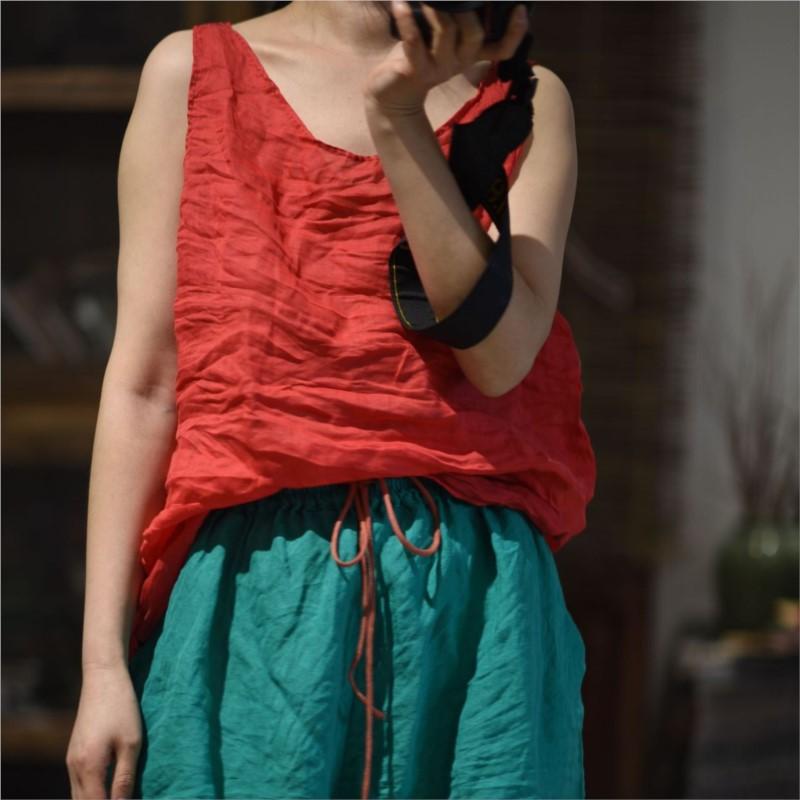 Johnature Woman Summer Vintage Solid Color Waistcoat Fashion Chinese Style Casual Retro Personality Tops