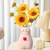 1PC Home Decor Funny Cat Shape Exquisite Ornaments Cat Lover Gifts Vase Small Sculpture Flower Pot Multifunctional 13x6x9cm