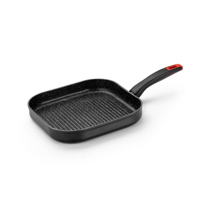 MONIX Titan Rock | Grill 28 Cm À Rayures, Aluminium Forgé, Fond Pleine Induction, Antiadhésif Intérieur Et Extérieur, Compatible