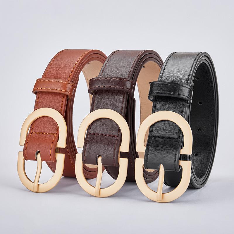 Damenmode-Gürtel, einfacher Gürtel mit Metallschnalle, für Damen, schwarzer Anzug, Jeans, Kleidungszubehör