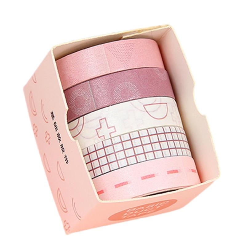 5Rolls of Decorative Tape Scrapbooking Tape for Art Craft 10mmx2m Aesthetic Masking Tape for Journal Album Wrapping