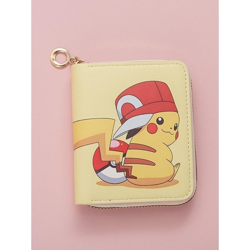Fashion Pikachu Cute Printed Change Bag Cartoon Anime Schoolgirl Short Zipper Small Wallet Portable