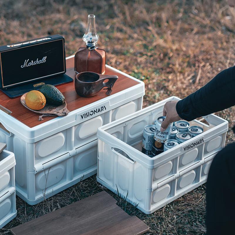Portable Foldable Storage Box with Wooden Lid
