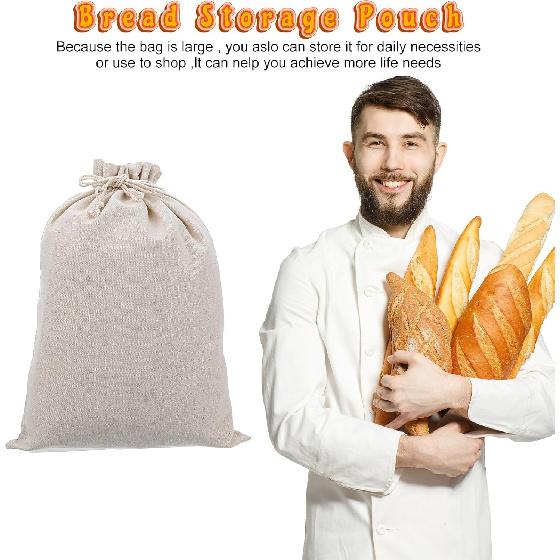 Ouligay 2 Pack Bread Bags Reble Set Linen Drawstring Sourdough Bags for Homemade Bread Storage, Eco-Friendly & Durable, 15.75" x 11.81"