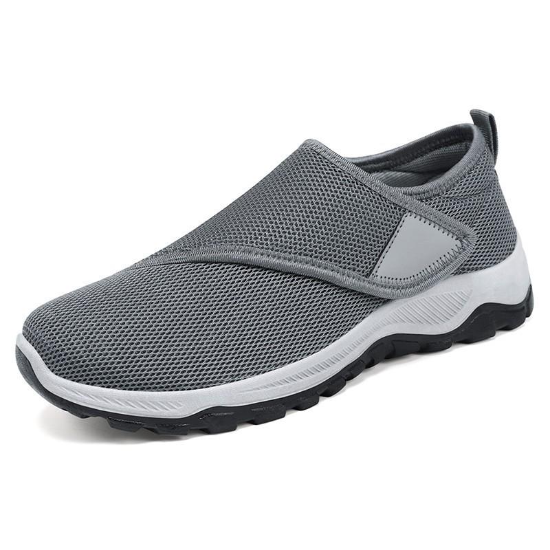 Spring Breathable Men's Casual Shoes - Old Beijing Style, Round Toe, Velcro Dad Walking Shoes