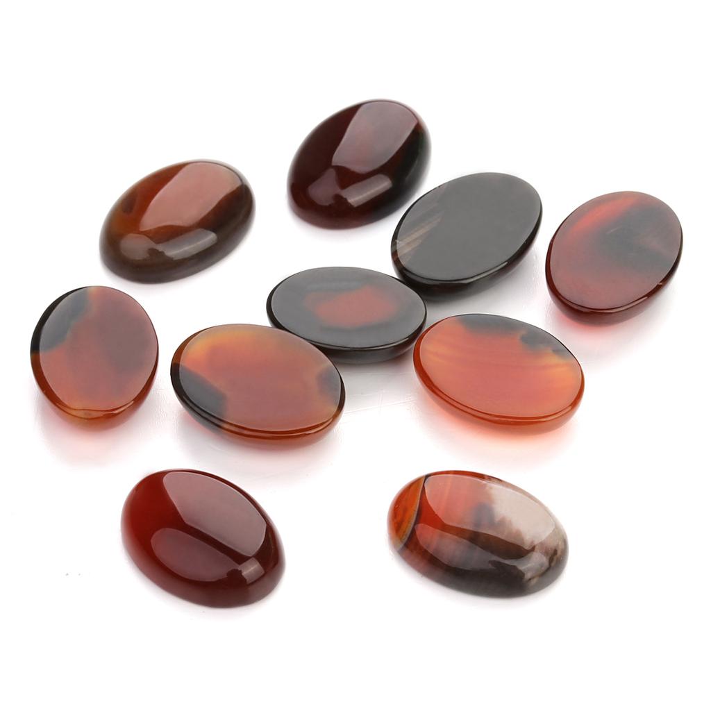 10pcs/Lot Oval Agate Ring Face Natural Multicolor Agate Stone Smooth Loose Beads for Jewelry Making DIY Ring Accessories