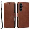 For Samsung Galaxy S25 FE Leather Wallet Case with Strap Solid Color Phone Stand Cover