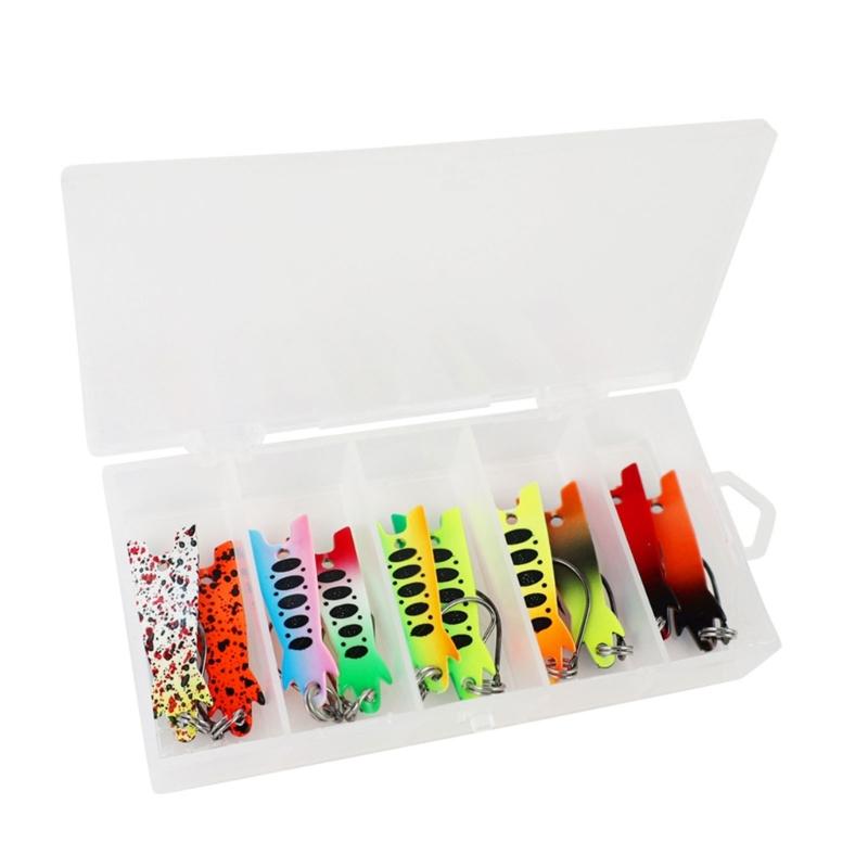 10Pcs Trout Fishing Spoons Lures Set Fishing Spinners Metal Hard Baits with Single Hook Sequins Baits Easy to Use