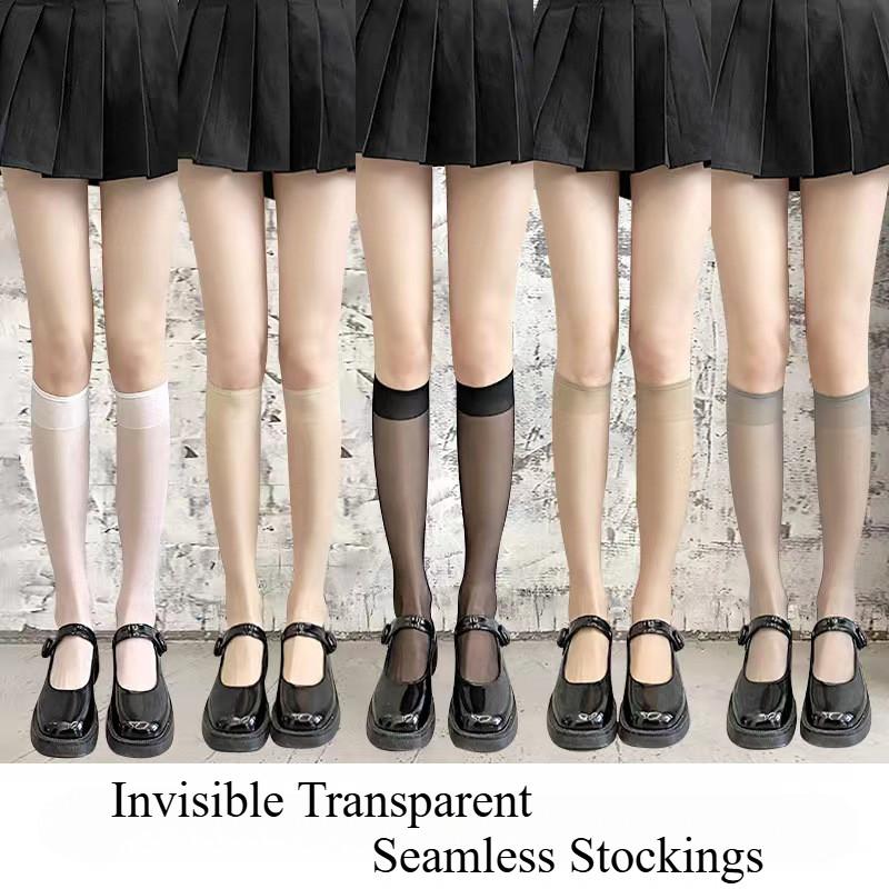 Damskie Letnie Ultracienkie Przezroczyste Rajstopy Długie Odporne na Zaciąganie, Podkolanówki z Kropkami Kleju Antypoślizgowe