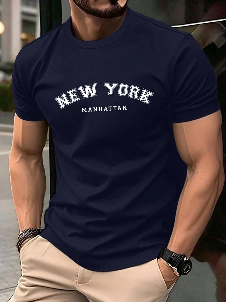 New York Manhattan Print TShirt For Men Cotton Casual T Shirts Fashion Loose Sportswear Unisex ONeck Summer Soft Clothes