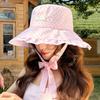 Ribbon Women Fisherman Hat Polka Dot Bucket Hat Fashion Sunscreen Visor Cap  Hiking