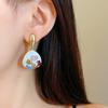 Silver needle retro court enamel color drip oil flower earrings temperament high-end earrings niche design earrings women