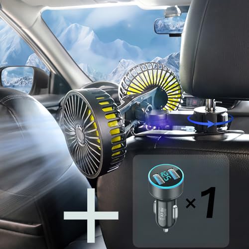 

Lwuckbarrt Car Fan [New Enhanced Edition] Car Fan for Back Seats, Dual-Fan Type, Car Circulator, Double-Headed Car Fan with Extended Wiring, USB Power