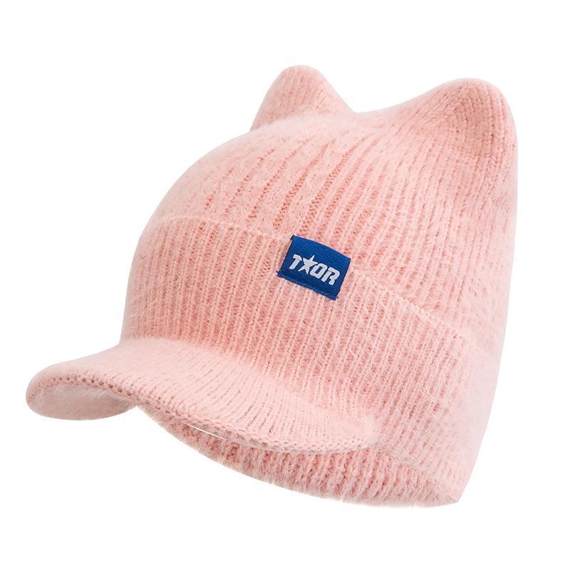 Pălărie de iarnă pentru femei, culori caramele, cu boruri, pălărie tricotată de blană artificială, pălării moale, șapcă de stradă pentru femei