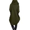 Hooded Pocket Hoodie Zipper Mid Length Fake Two Piece Loose Jacket for Women