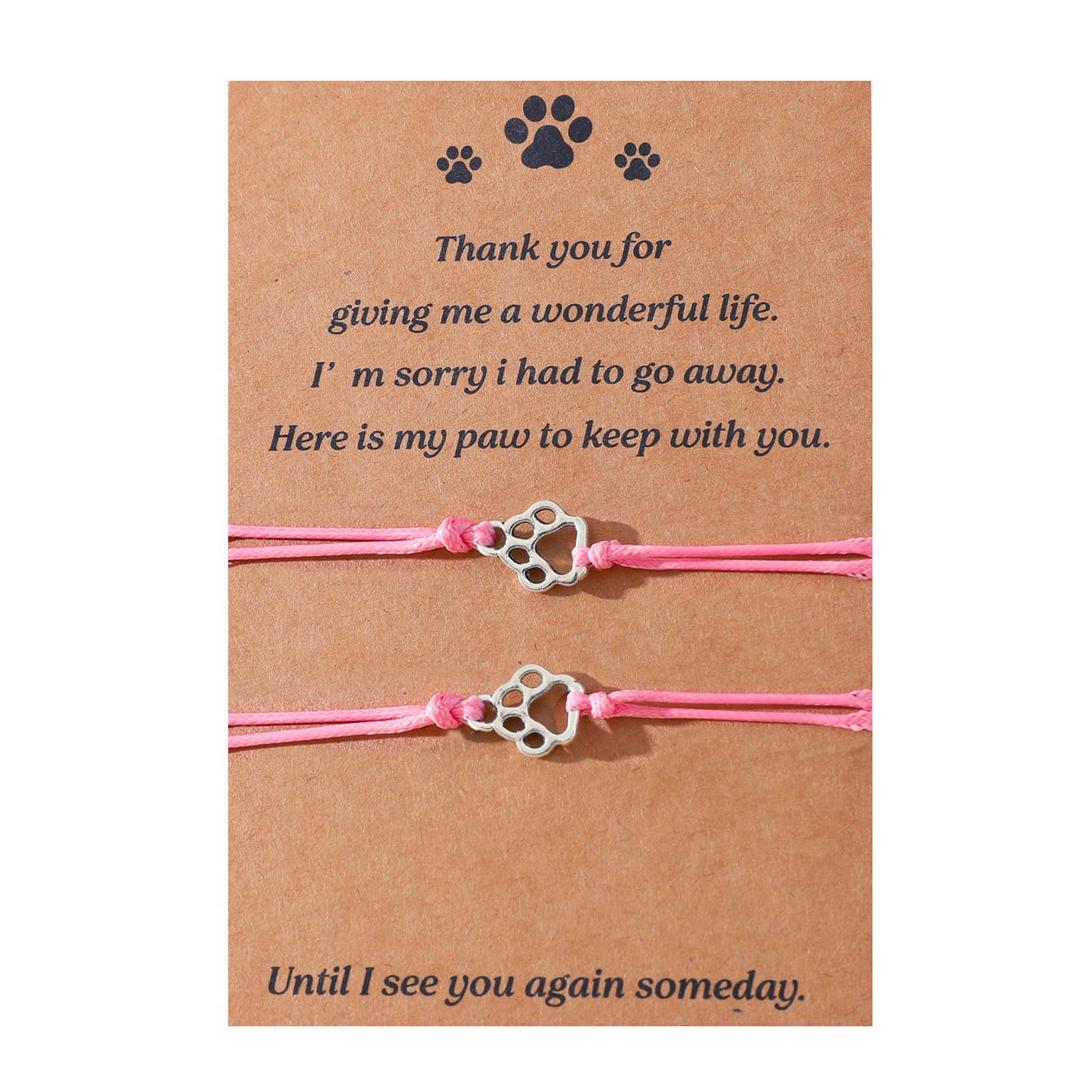 

Cat Lover Bracelet - Customizable Paw Print Thread Band with Sympathy Card Women s Friendship Memorial Jewelry for Dog Cat Owner