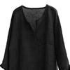Men Shirt Loose Pullover V Neck Vintage Solid Color Keep Trendy Chinese Style Plus Size Mid Length Men Top for Daily Wear