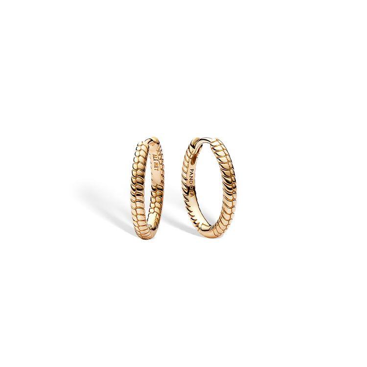 Pandora Snake Bone Pattern Design Gold Plated Copper Silver Alloy Earrings Unisex Earrings 262728C00 Gold Box