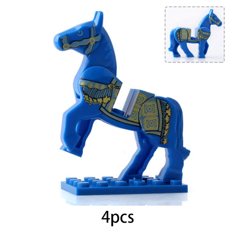 MOC Medieval Military Series Castle Roman Knight Horse Saddle Soldiers War Horses Building Block Accessories Kids Education