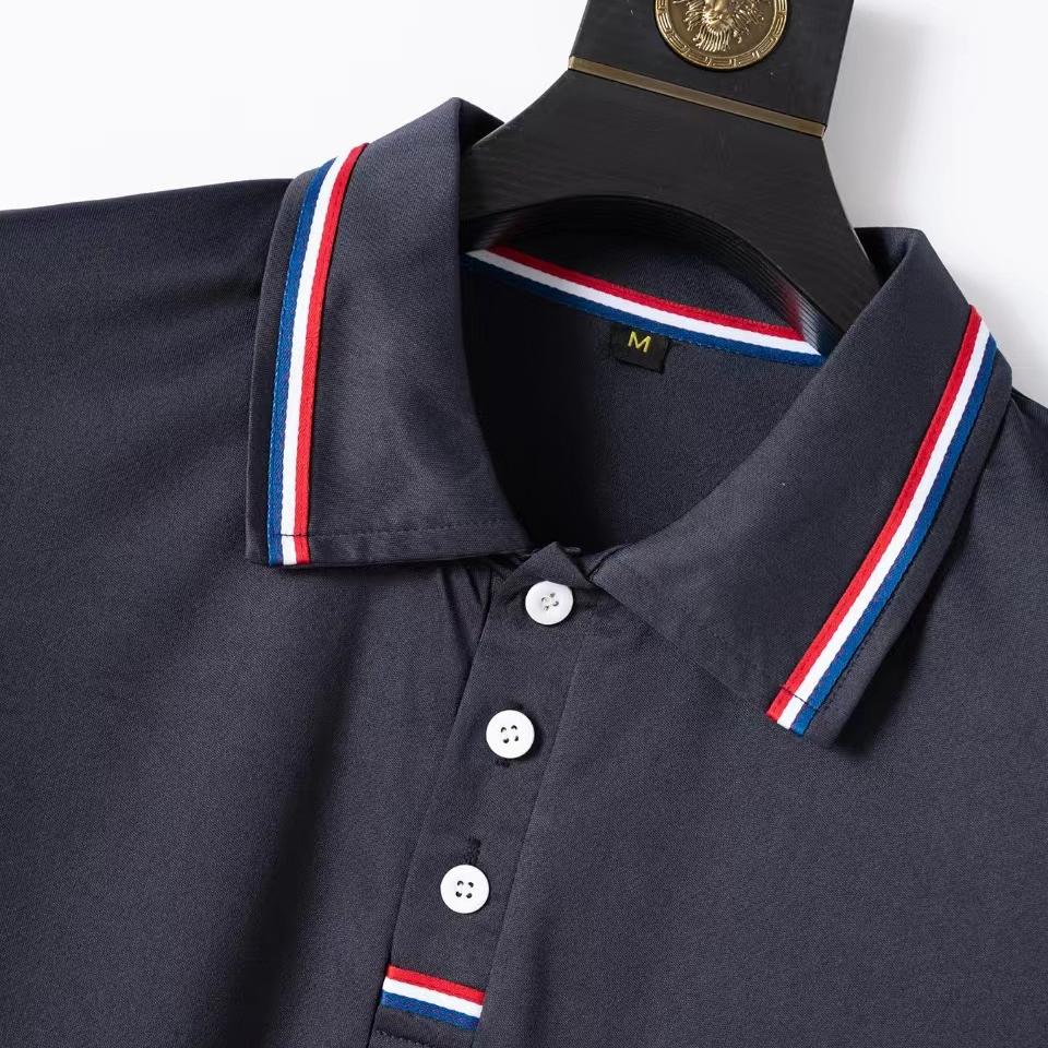 Business Short Sleeve Polo Shirt Striped Men Shirt Breathable Lapel Button Casual Top T-Shirt Summer Fashion Men's Polo Shirt