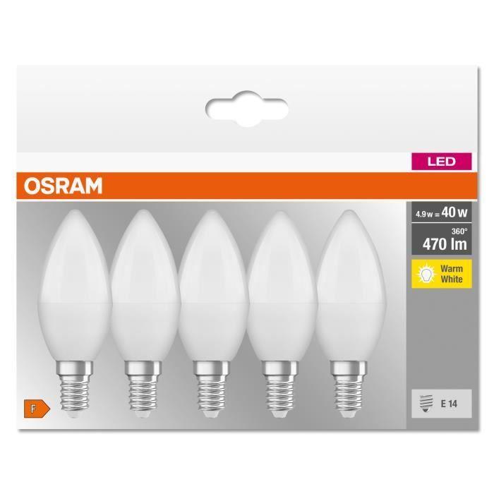 Lampe LED - OSRAM - E14 - Blanc chaud - 5,50 W - Remplacement 40 W incandescent