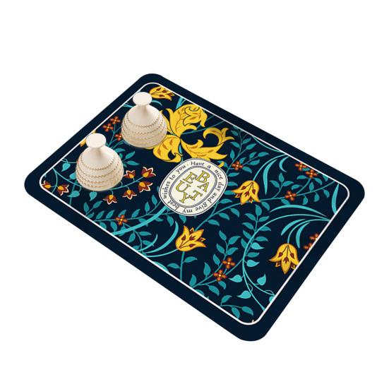 Mata odpływowa antypoślizgowa do kuchni, duża chłonność wody, dwustronna, zmywalna, z nadrukiem kwiatowym, antypoślizgowa