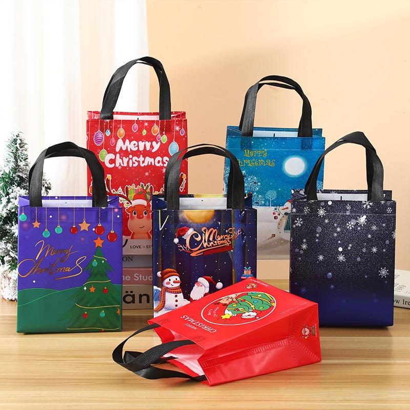 Large Christmas Gift Bags 6 Pack - Reusable Non-Woven Christmas Gift Bags with Handles for Holiday Xmas Party Gifts Wrapping