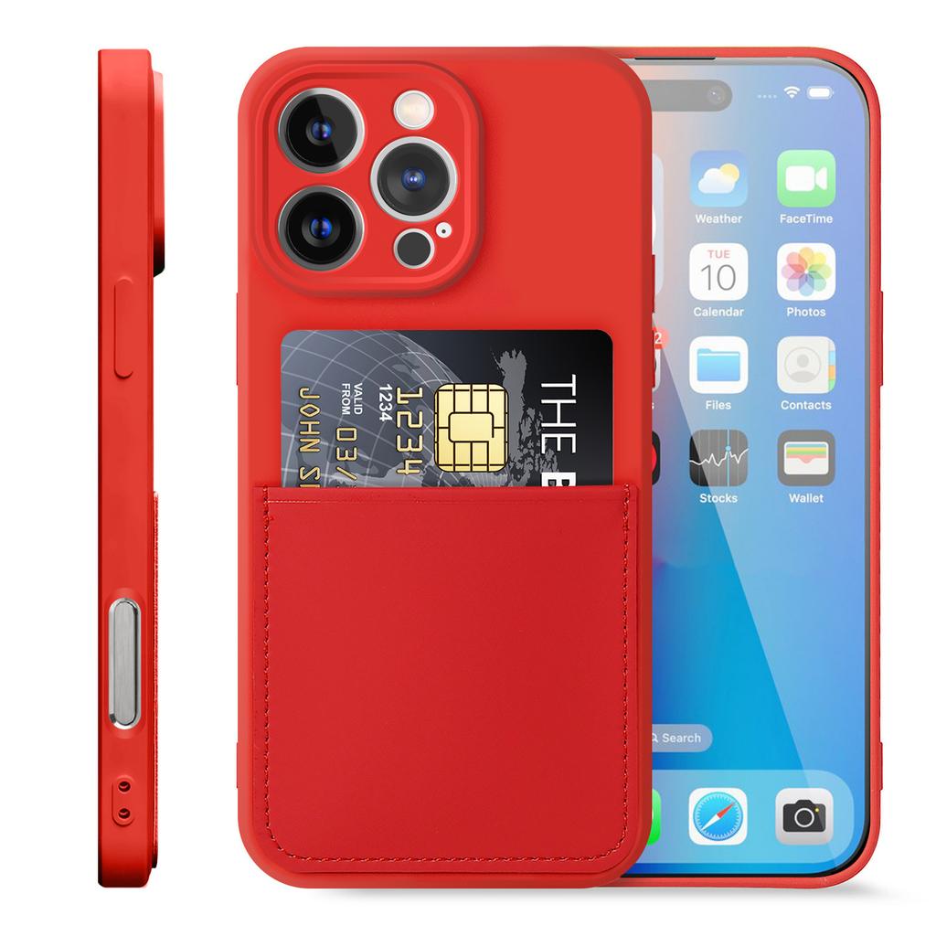 Suitable for IP17PRO MAX Solid Color Card Bag Soft Protective Case Imitation Liquid Skin Feeling Card Mobile Phone Case IP17PRO
