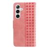 For Samsung Galaxy S24+/Galaxy S25+ Leather Case Wallet Stand Grids Imprinted Phone Cover with Strap