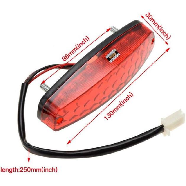 HIAORS LED Rear Tail Brake Light For 50Cc 70CC 90Cc 110Cc 125Cc Taotao SunL JCL Coolster Roketa Kazuma Chinese ATVs Quad 4 Wheeler Parts Red