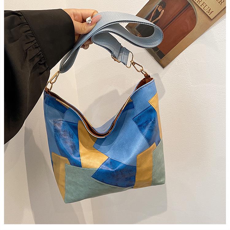 2024 Neue Patchwork Colorblock Crossbody Tote - Damen Große Kapazität Lässige Einzel-Schultertasche für Studentinnen