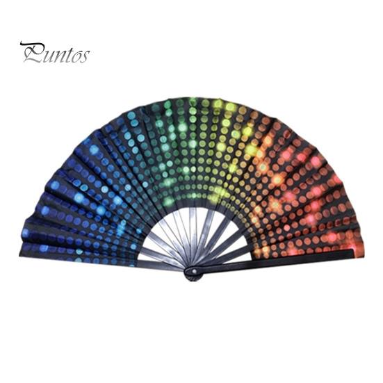 מניפה מתקפלת פלואורסצנטית UV קלת משקל מניפה ידנית לריקוד קונג פו מניפה ניידת לקירור קיץ קישוט אביזרי מסיבה