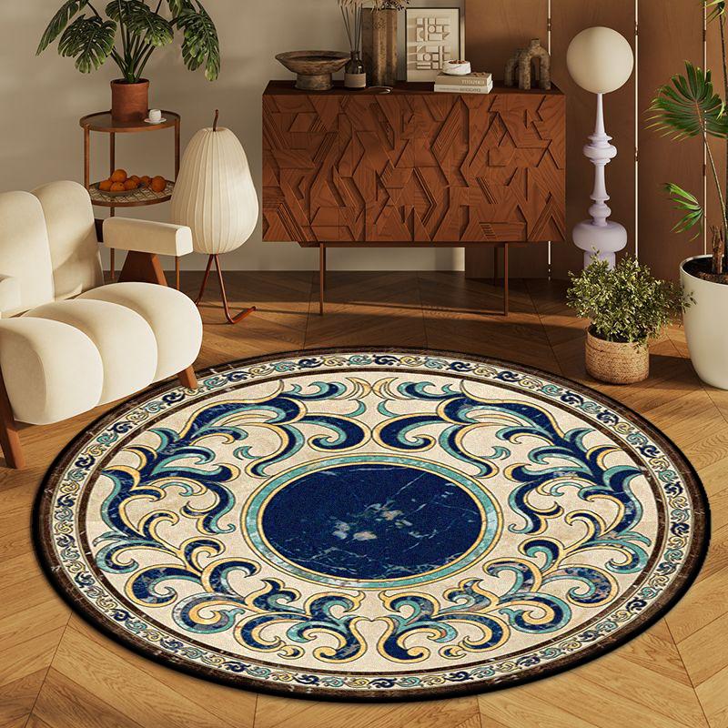 Black Persian Round Carpet for Living Room Bohemian Decoration Bedroom Non-slip Rug Lounge Study Lint-free Washable Chair Mat