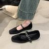 Crystal Fashion Women Ballet Dance Shoes Suede Square Toe Shallow Buckle Shoes 2025 Trend Elegant Dress Spring Chaussures Ladies